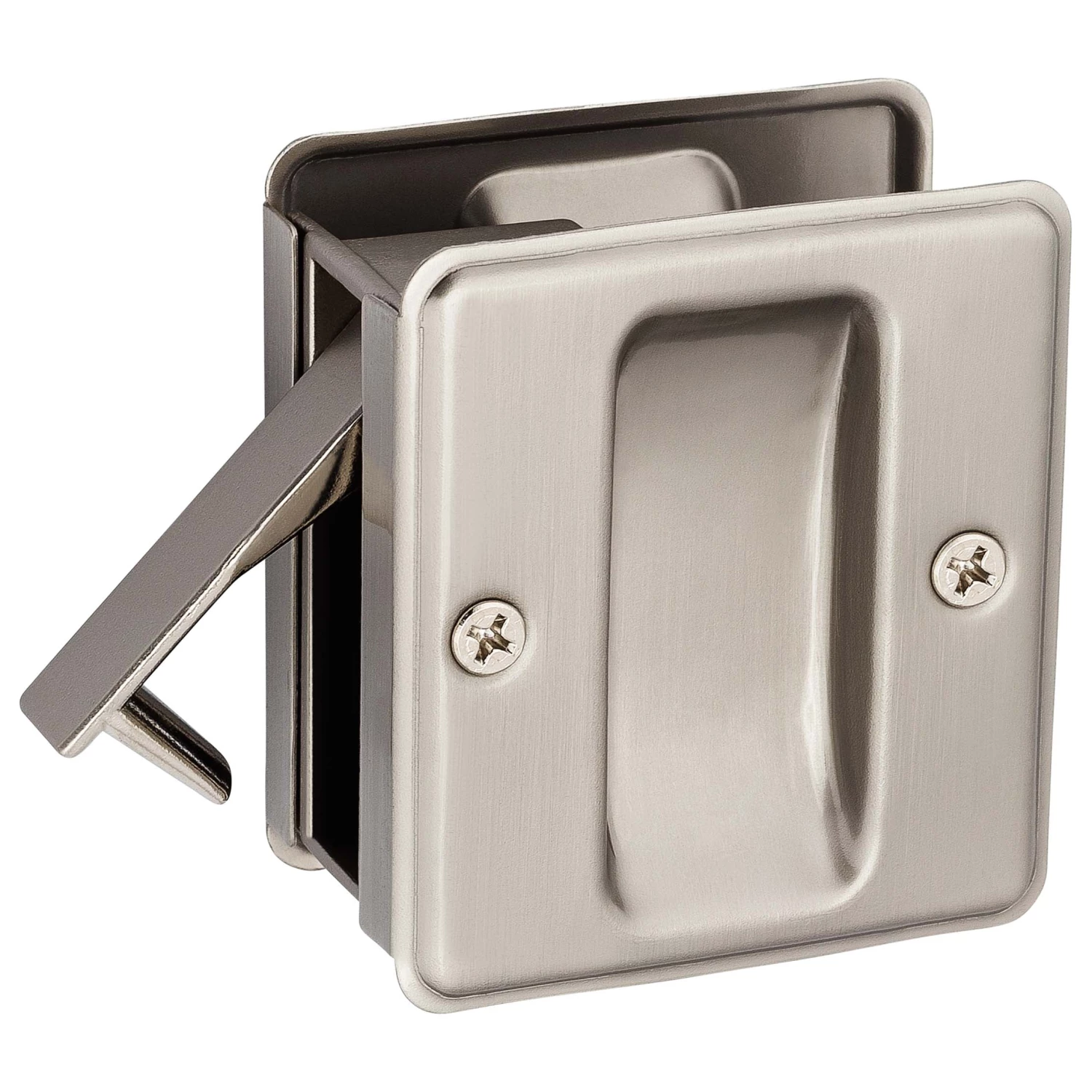 Harney Hardware Doors Bolts And Latches Pocket Door Lock, Passage, 2 1/2 In. X 2 3/4 In. 1 Harney Hardware Doors Bolts And Latches Pocket Door Lock, Passage, 2 1/2 In. X 2 3/4 In.