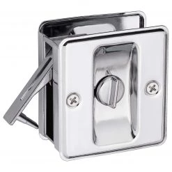 Harney Hardware Doors Bolts And Latches Pocket Door Lock, Privacy, 2 1/2 In. X 2 3/4 In.