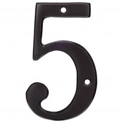 Harney Hardware 4 In. House Number 5, Solid Brass Decorative Hardware