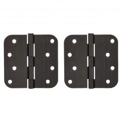 Harney Hardware Door Hinges, Plain Bearing, 4 In. X 4 In. X 5/8 In. Radius, 2 Pack