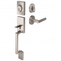 Harney Hardware Front Door Handleset With Interior Reversible Lever Contemporary Style Riley Collection Residential Door Locks