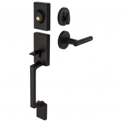 Harney Hardware Residential Door Locks Front Door Handleset With Interior Reversible Lever Contemporary Style Riley Collection