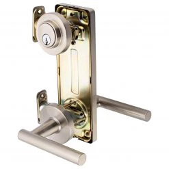 Harney Hardware Interconnected Door Lock Reversible Passage Lever, UL Fire Rated, ANSI 2, Contemporary Style Riley Collection