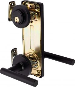 Harney Hardware Interconnected Door Lock Reversible Passage Lever, UL Fire Rated, ANSI 2, Contemporary Style Riley Collection Residential Door Locks