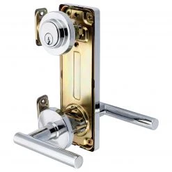 Harney Hardware Residential Door Locks Interconnected Door Lock Reversible Passage Lever, UL Fire Rated, ANSI 2, Contemporary Style Riley Collection