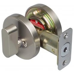 Harney Hardware Keyed Single Cylinder Contemporary Deadbolt, Round Escutcheon Residential Door Locks