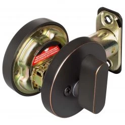 Harney Hardware Keyed Single Cylinder Contemporary Deadbolt, Round Escutcheon