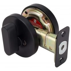 Harney Hardware Keyed Single Cylinder Contemporary Deadbolt, Round Escutcheon Residential Door Locks