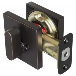 Harney Hardware Residential Door Locks Keyed Single Cylinder Contemporary Deadbolt, Square Escutcheon