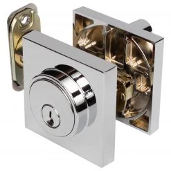 Harney Hardware Keyed Single Cylinder Contemporary Deadbolt, Square Escutcheon