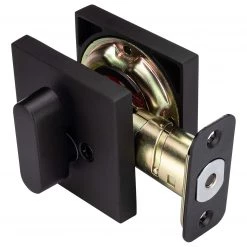 Harney Hardware Keyed Single Cylinder Contemporary Deadbolt, Square Escutcheon
