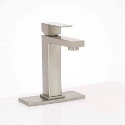 Harney Hardware Bathroom Faucet Installation Deckplate, Square Ends, Stainless Steel, 6 1/8 In. Wide Plumbing Fixtures