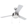 Harney Hardware Ceiling Fan With LED Light Kit 52 In.3 Blades, Silver / Dark Walnut, Contemporary Style