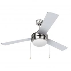 Fulham Brass Sales 2022 20 Harney Hardware Ceiling Fan With LED Light Kit 52 In.3 Blades, Silver / Dark Walnut, Contemporary Style