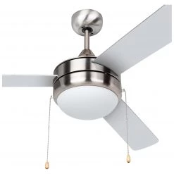 Harney Hardware Ceiling Fan With LED Light Kit 52 In.3 Blades, Silver / Dark Walnut, Contemporary Style