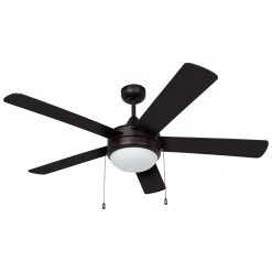 Harney Hardware Ceiling Fans And Lighting Ceiling Fan With LED Light Kit 52 In.3 Blades, Black / Dark Walnut, Contemporary Style