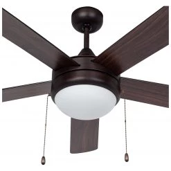 Harney Hardware Ceiling Fans And Lighting Ceiling Fan With LED Light Kit 52 In.3 Blades, Black / Dark Walnut, Contemporary Style
