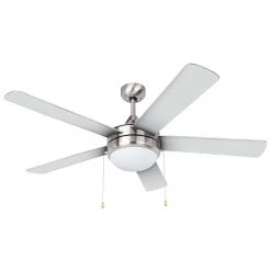 Harney Hardware Ceiling Fans And Lighting Ceiling Fan With LED Light Kit 52 In.5 Blades, Silver / Dark Walnut, Contemporary Style