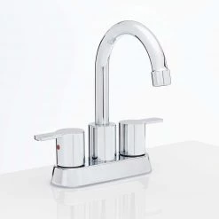 Harney Hardware Center Set Contemporary / Modern Bathroom Sink Faucet, 4 In. Wide Plumbing Fixtures