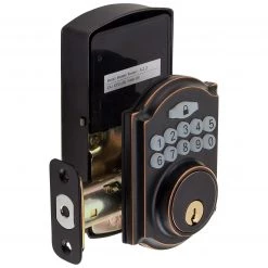 Harney Hardware Electronic Keyless Deadbolt, Arch Top Escutcheon Residential Door Locks