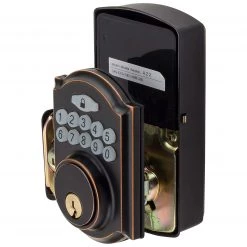 Harney Hardware Electronic Keyless Deadbolt, Arch Top Escutcheon Residential Door Locks