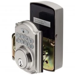 Harney Hardware Electronic Keyless Deadbolt, Arch Top Escutcheon Residential Door Locks