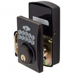 Harney Hardware Electronic Keyless Deadbolt, Square Escutcheon Residential Door Locks