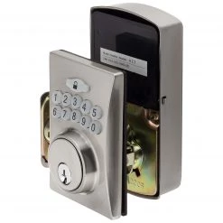 Harney Hardware Electronic Keyless Deadbolt, Square Escutcheon Residential Door Locks