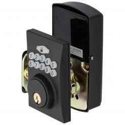 Harney Hardware Residential Door Locks Electronic Keyless Deadbolt, Square Escutcheon