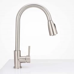 Harney Hardware Kitchen Sink Faucet Contemporary / Modern, Pull Down Spray, 16 1/2 In, High Plumbing Fixtures