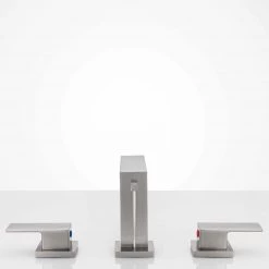 Harney Hardware Wide Spread Contemporary / Modern Bathroom Sink Faucet, 8 In. Wide Plumbing Fixtures